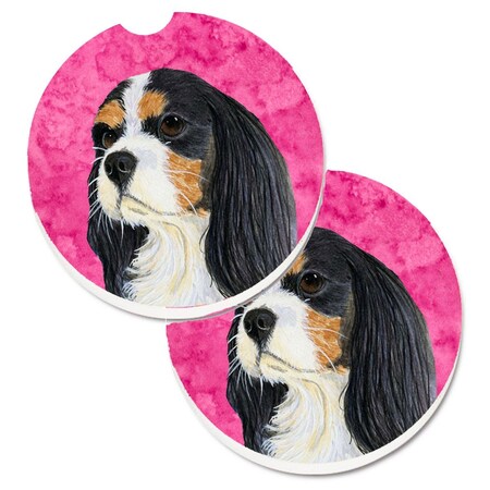 Carolines Treasures Pink Cavalier Spaniel Set of 2 Cup Holder Car Coaster LH9369PKCARC